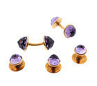 Victorian 14K Gold Amethyst Cufflinks & Studs Dress Set