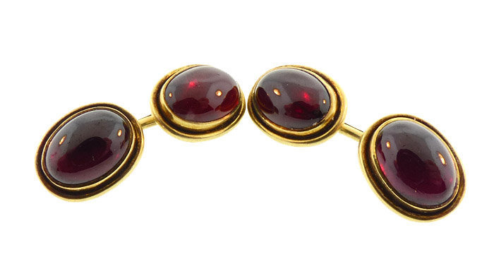 Victorian 14K Gold &amp; Garnet Double-Sided Cufflinks