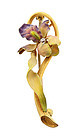 Art Nouveau 14K Gold Enamel & Diamond Iris Brooch