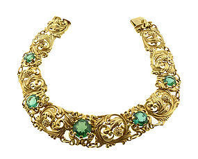 Art Nouveau 14K Gold & Green Tourmaline Bracelet