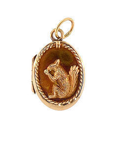 Victorian 14K Gold Squirrel Locket