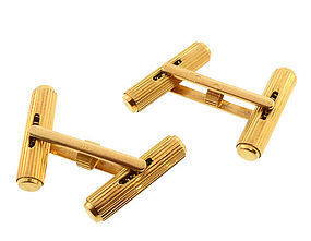 French 18K Gold Mechanical Double Baton Cufflinks