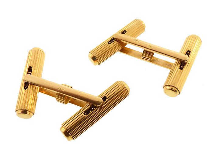 French 18K Gold Mechanical Double Baton Cufflinks