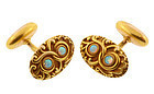 Art Nouveau 14K Gold & Opal Cufflinks