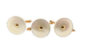 Set of 3 Larter 14K Gold & Mother of Pearl Studs