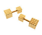 14K Gold Cube Barbell Cufflinks