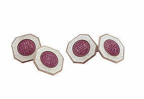 Art Deco Enameled Sterling Silver Cufflinks