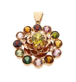 H Stern-Style 18K Rose Gold & Multi-Gem Pendant