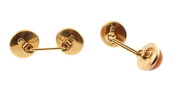 Art Deco 14K Gold &amp; Citrine Double-Faced Cufflinks