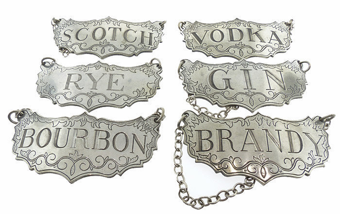 Stieff Pewter Colonial Revival Decanter Labels