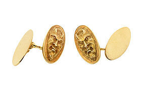 Art Nouveau Tiffany 18K Gold Devil Cufflinks