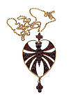 Victorian Art Nouveau Garnet Butterfly Pendant