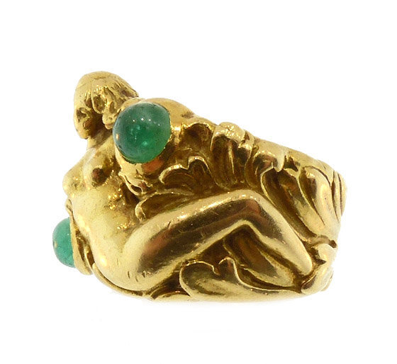 Galerie Francois Gennari 18K Gold Emerald Mermaid Ring