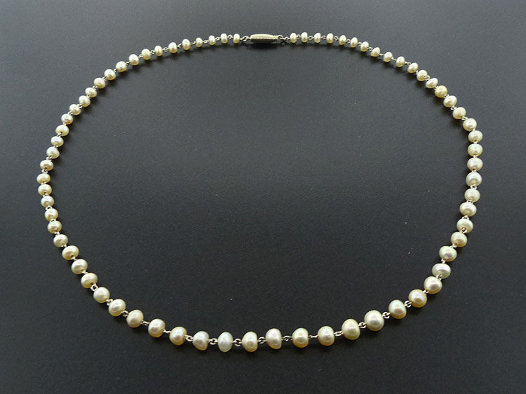 Edwardian Natural Pearl & Platinum Necklace