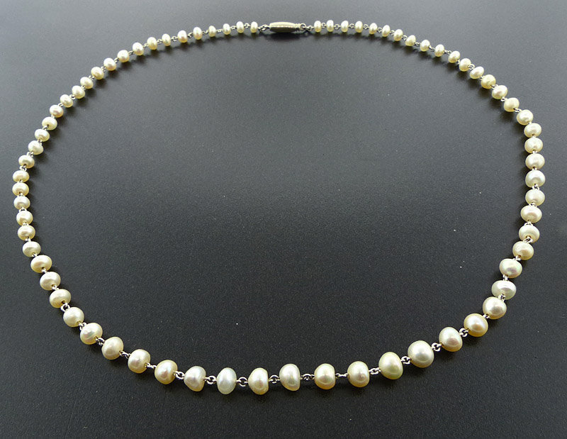 Edwardian Natural Pearl &amp; Platinum Necklace