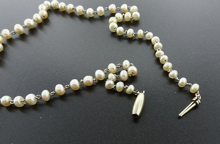 Edwardian Natural Pearl &amp; Platinum Necklace