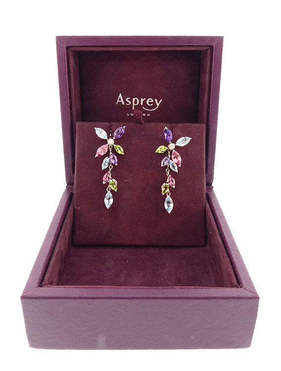 Asprey 18K White Gold Diamond &amp; Gemstone Daisy Earrings