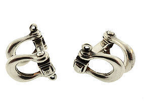 De Percin Art Deco French Silver Stirrup Cufflinks