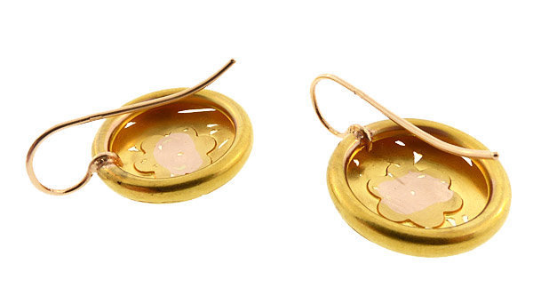 French Art Nouveau 18K Gold Floral Earrings