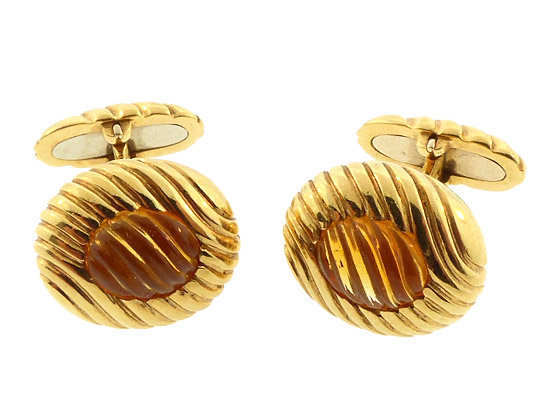 Boucheron 18K Gold &amp; Fantasy-Cut Citrine Cufflinks