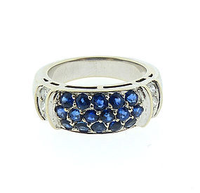 Van Cleef  & Arpels 18K White Gold, Diamond & Sapphire Ring