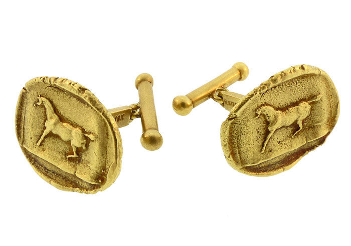 Kieselstein-Cord 18K Ancient Greek Coin Horse Cufflinks