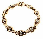 Heavy Victorian 18K Gold & Diamond Knot Motif Bracelet