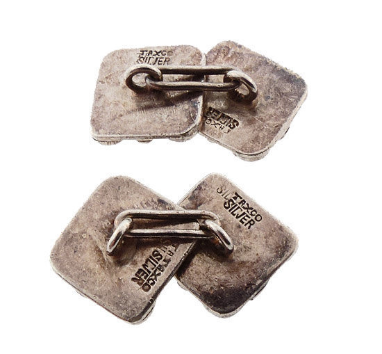 Early Taxco Mexican Silver Art Deco Cufflinks