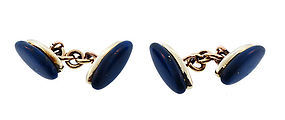 Art Deco 14K Gold & Lapis Lazuli Cufflinks