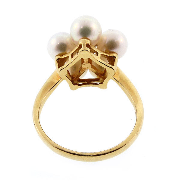 Mikimoto 18K Gold, Pearl &amp; Diamond Cluster Ring