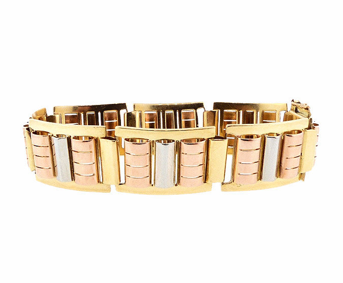 French Retro 18K Multicolored Gold Bracelet