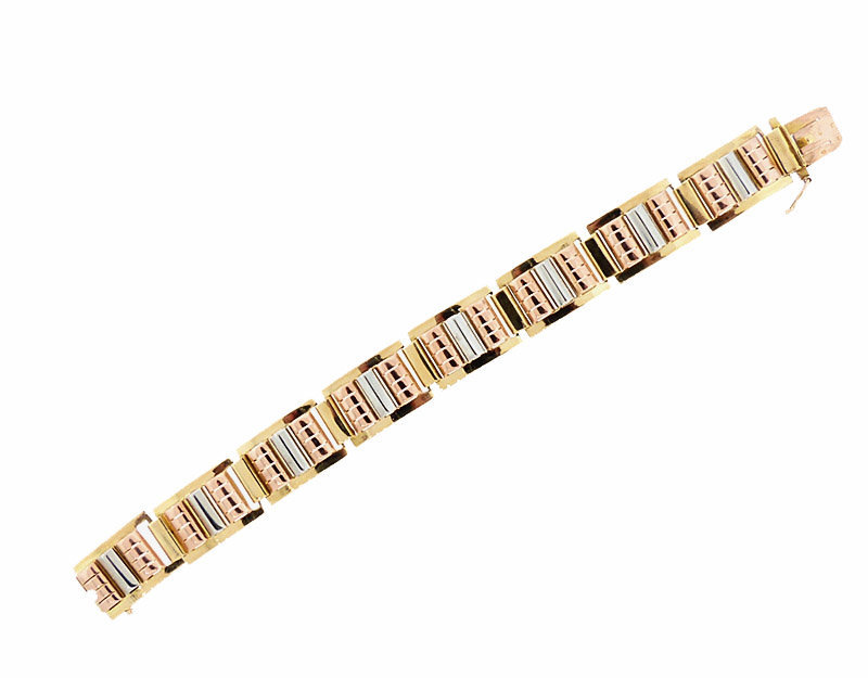 French Retro 18K Multicolored Gold Bracelet