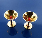 Art Deco 14K Rose & Yellow Gold & Coral Cocktail Glass Cufflinks