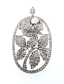 Art Deco 4.6-ct Diamond & Platinum Rose Pendant