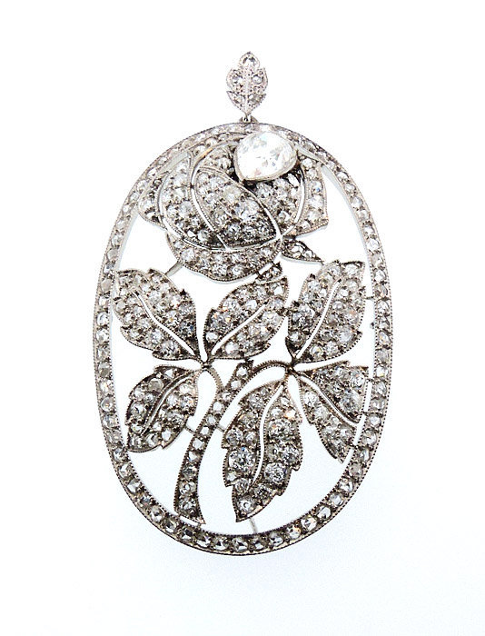 Art Deco 4.6-ct Diamond & Platinum Rose Pendant