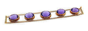 Signed Burle Marx 18K Gold & Amethyst Bracelet