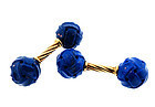 18K Gold & Carved Lapis Barbell Cufflinks
