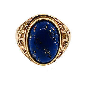 Victorian 10K Yellow Gold & Lapis Lazuli Gentleman’s Ring