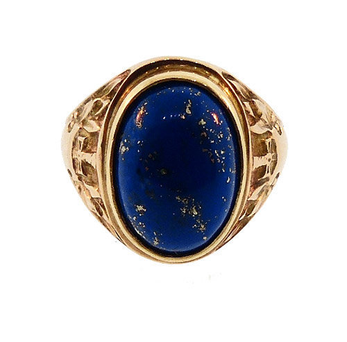 Victorian 10K Yellow Gold &amp; Lapis Lazuli Gentleman’s Ring