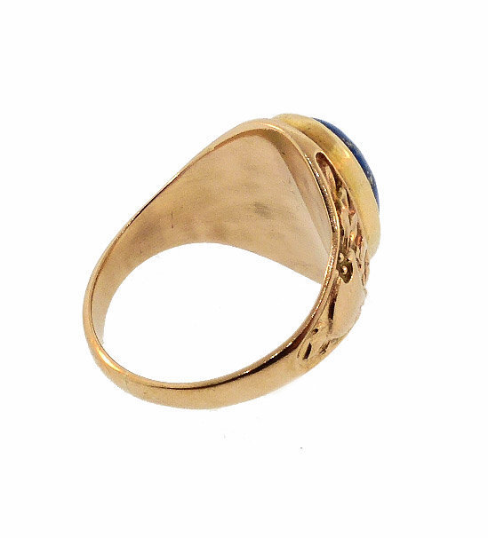 Victorian 10K Yellow Gold &amp; Lapis Lazuli Gentleman’s Ring