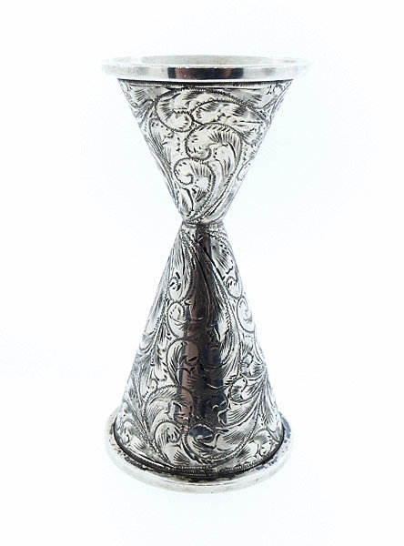 Sterling Silver Paisley-Engraved Double Jigger