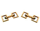 Carrington Art Deco 14K Gold & Nephrite Jade Flip-Up Stirrup Cufflinks