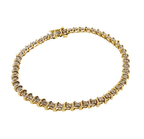 14K Yellow Gold &amp; 1-Ct Diamond Tennis Line Bracelet