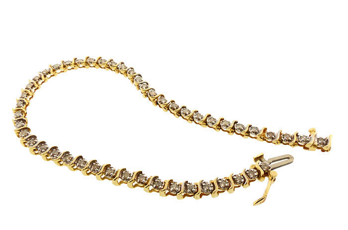 14K Yellow Gold &amp; 1-Ct Diamond Tennis Line Bracelet