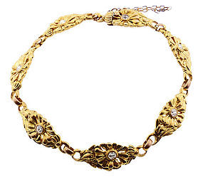 Art Nouveau 14K Gold & Diamond Bracelet