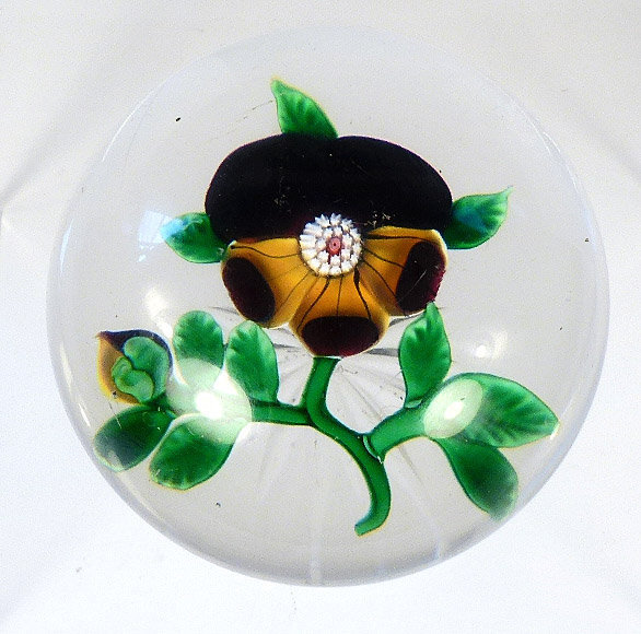 Antique Baccarat Pansy Glass Paperweight