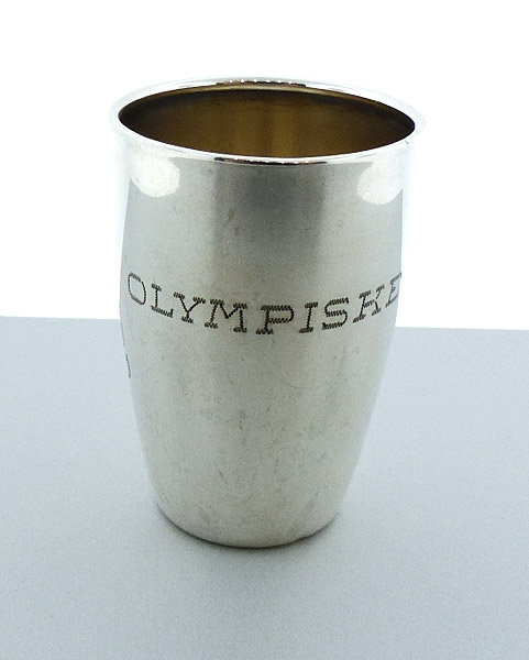 830 Silver &amp; Enamel Norwegian-American Lines Olympic Jigger Shot Glass