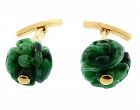 Pierre Cardin 18K Gold & Carved Jade Cufflinks