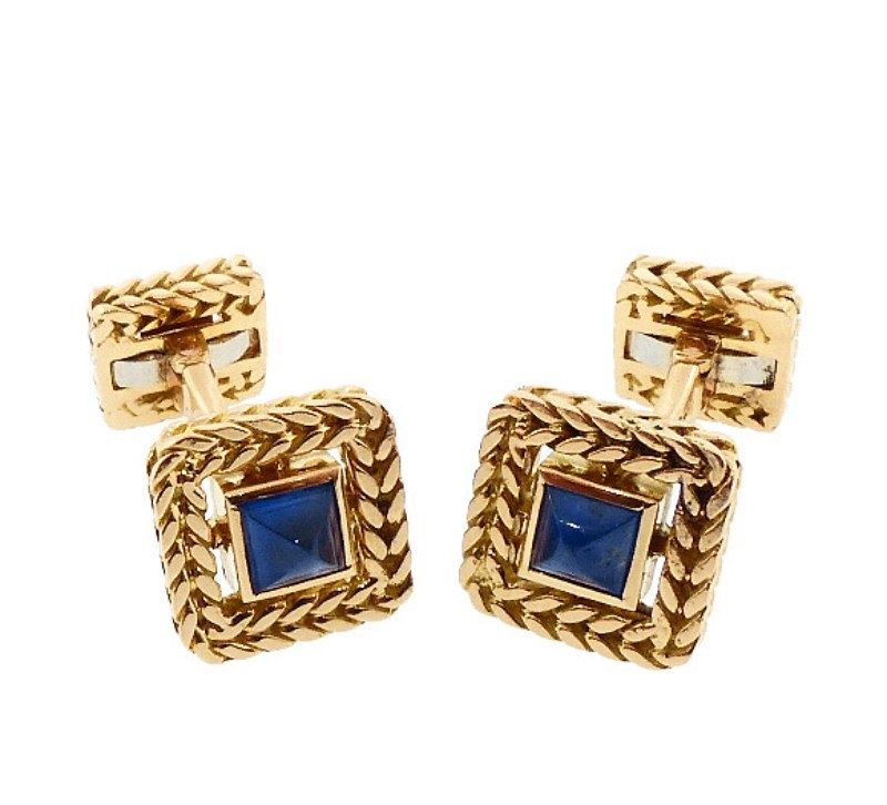Van Cleef & Arpels Georges Lenfant 18K Gold Blue Sapphire Cufflinks