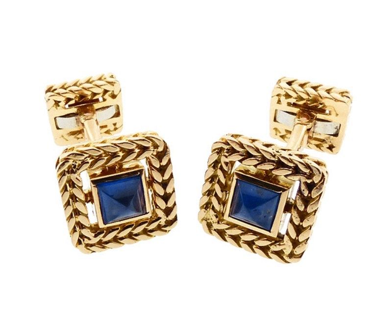 Van Cleef &amp; Arpels Georges Lenfant 18K Gold Blue Sapphire Cufflinks